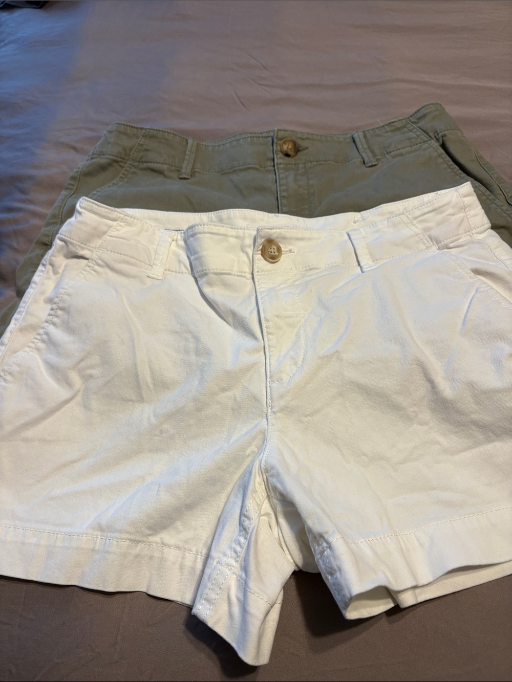 Women’s White and Green Casual Cotton Shorts